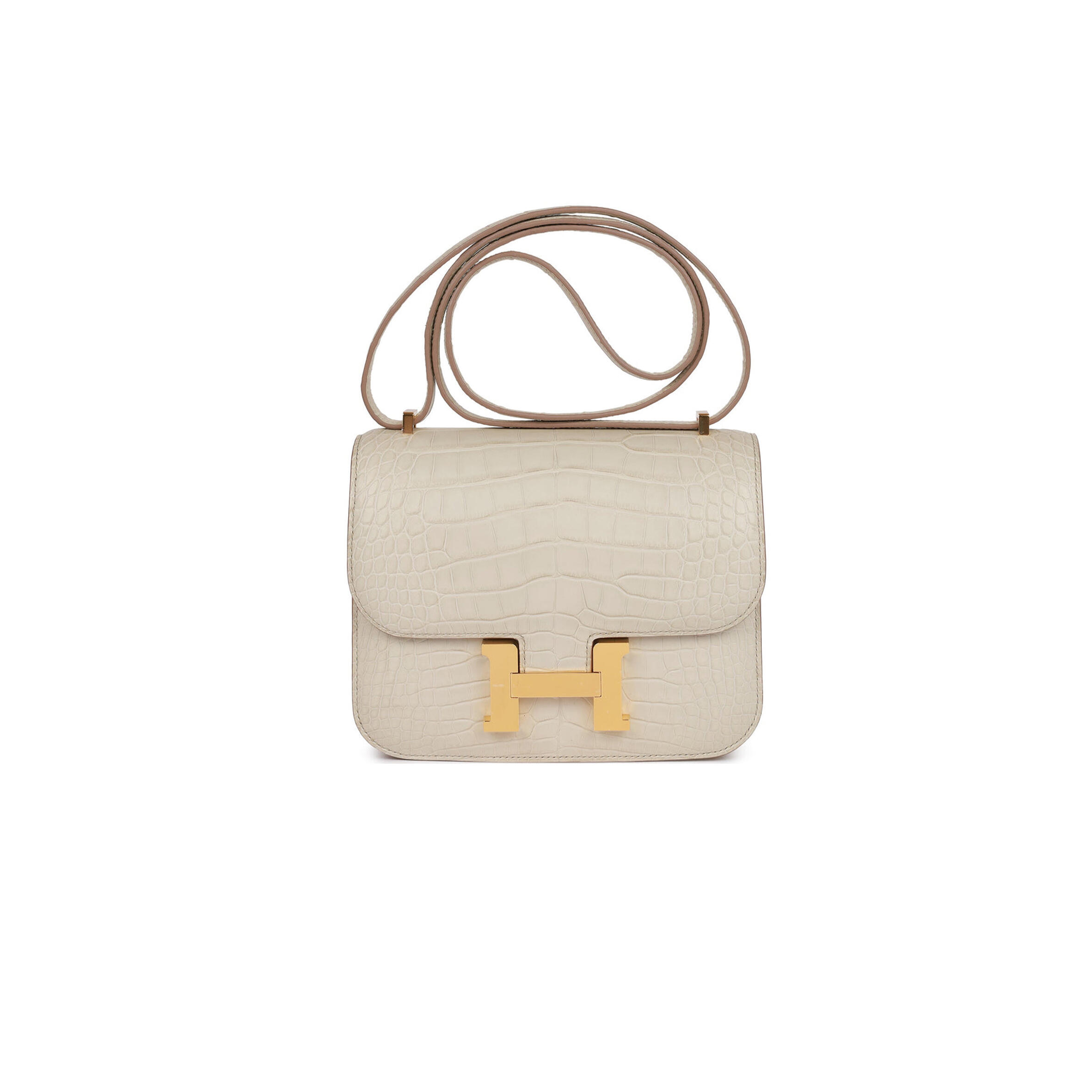 HERMES MASTER CONSTANCE 18 MATTE ALLIGATOR GOLD HARDWARE (18*15*4cm)
